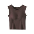 thumbnail image 1 of Lenpel Women's Tank Tops with Built in Bra Crew Neck Solid Color Slim Sleeveless T Shirts Soft Casual Camisole Tees, 1 of 5