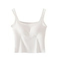 thumbnail image 1 of Lenpel Women's Tank Tops with Built in Bra Spaghetti Straps Square Neck Slim Crop Sleeveless Shirts Soft Casual Camisole Tops, 1 of 6