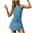 thumbnail image 1 of Lenpel Women's Tennis Dress Sleeveless Crew Neck Open Back Side Split Mini Workout Dress with Built in Shorts Summer Athletic Dresses, 1 of 7