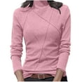 thumbnail image 1 of Lenpel Women's Thermal Shirts Fleece Lined Turtleneck Long Sleeve Pleated Front Slim Base Layer Tops Soft Undershirts(Pink,X-Large), 1 of 5