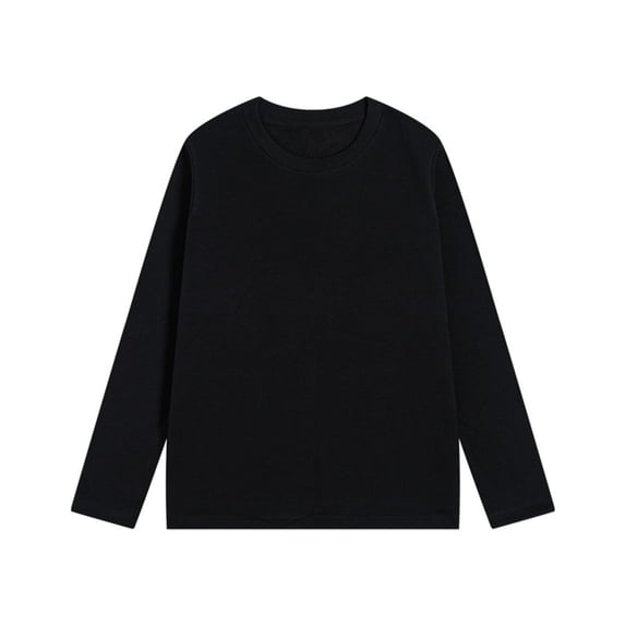 Lenpel Women's Thermal Shirts Plus Size Long Sleeve Crew Neck Fleece Lined T-Shirts Base Layer Tops Basic Casual Tee Blouses(Black,XX-Large)