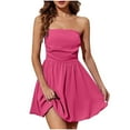 thumbnail image 1 of Lenpel Women's Tube Top Dress Strapless Backless Ruched Waist Ruffle Hem A-Line Mini Dress Sleeveless Short Dresses, 1 of 7