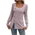 thumbnail image 1 of Lenpel Women's Tunic Tops Fall Long Sleeve Square Neck Side Split Ribbed Knit Shirts Lightweight Pullover Sweaters, 1 of 7