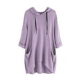 thumbnail image 1 of Lenpel Women's Tunic Tops Plus Size Drawstring Long Sleeve High Low Pullover Hoodies Loose Casual Shirts with Pockets, 1 of 3