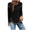 thumbnail image 1 of Lenpel Women's Tunic Tops Plus Size Long Sleeve Crew Neck Asymmetrical Hem Button Side Basic Shirts Casual Fall Blouses, 1 of 6