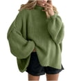 thumbnail image 1 of Lenpel Women's Turtleneck Oversized Sweaters Casual Loose Long Sleeve Mock Neck Chunky Knit Pullover Sweater Tops Thick Warm Sweaters(Green,Medium), 1 of 6