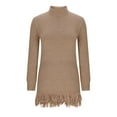thumbnail image 1 of Lenpel Women's Turtleneck Sweaters Casual Long Sleeve Tassel Hem Knit Oversized Sweaters Pullover Tunic Sweaters(Khaki,Medium), 1 of 3