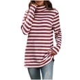 thumbnail image 1 of Lenpel Women's Turtleneck Tunic Tops Soft Casual Ribbed Knit Side Split Striped Long Sleeve Shirts Loose Lightweight Sweaters(Purple,X-Large), 1 of 5