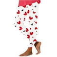 thumbnail image 1 of Lenpel Women's Valentine's Day Leggings High Waisted Full Length Heart Printed Stretch Pants Footless Workout Tights, 1 of 7