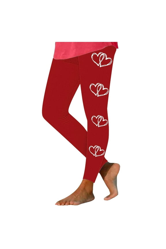 Women's Valentine's Day Leggings High Waisted Print Slim Stretchy Yoga Pants Full Length Footless Tights