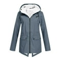 thumbnail image 1 of Lenpel Women's Waterproof Raincoat Winter Warm Winbreaker Long Coat Fleece Lined Outwear Rain Jacket with Hood, 1 of 6