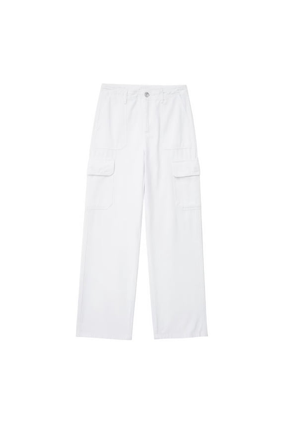 Women's Wide Leg Cargo Pants Baggy High Waisted Casual Trousers with Flap Pockets Loose Lounge Pants