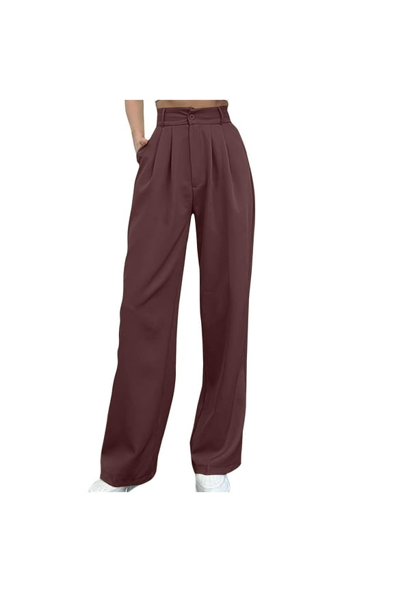 Women's Wide Leg Dress Pants Baggy High Waisted Business Casual Work Pants Palazzo Office Trousers with Pockets