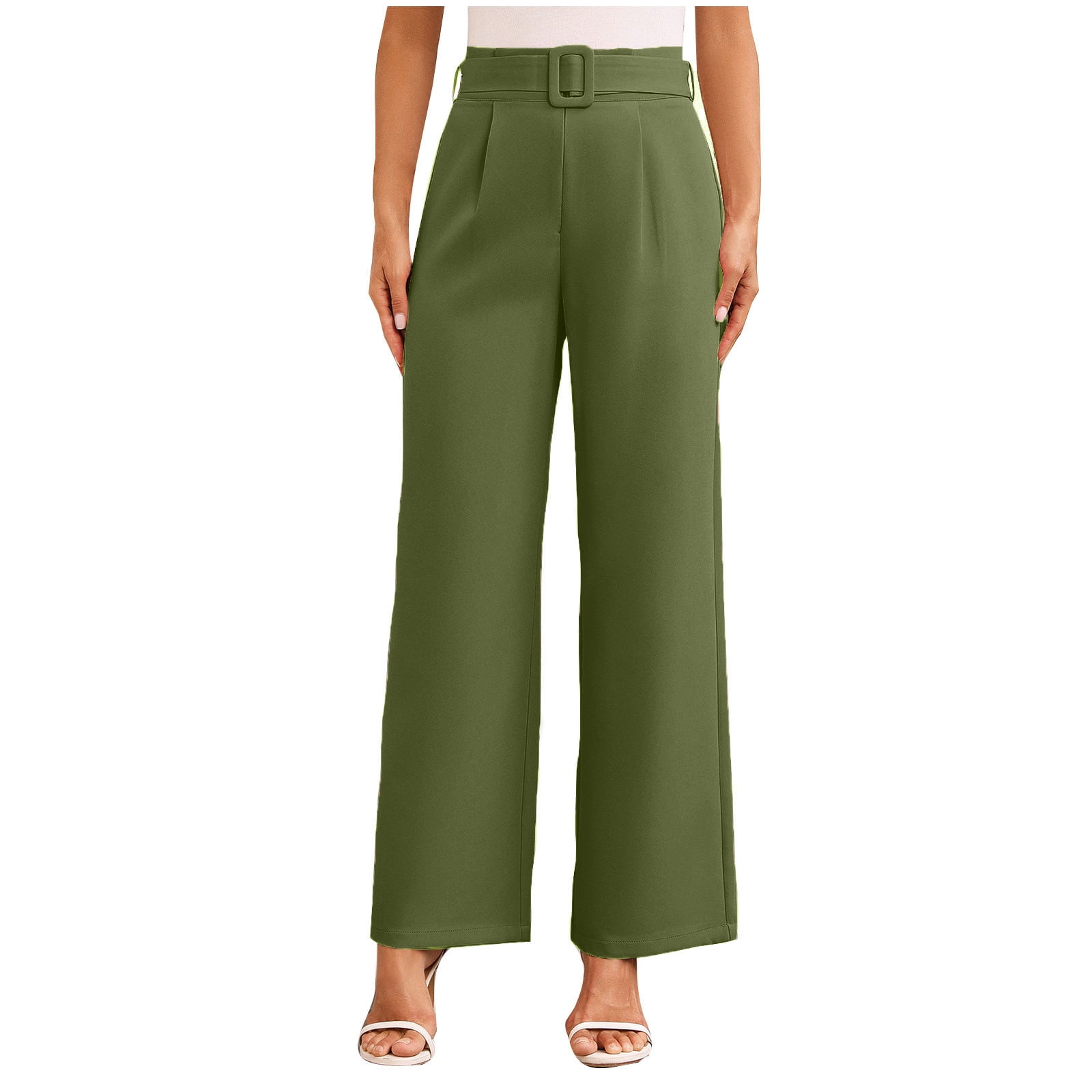 Lenpel Women's Wide Leg Dress Pants Fashion High Waisted Business ...