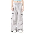 thumbnail image 1 of Lenpel Women's Wide Leg Hiking Pants Baggy Elastic High Waisted Drawstring Pleated Cargo Pants Travel Casual Trousers(Gray,Medium), 1 of 4