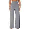 thumbnail image 1 of Lenpel Women's Wide Leg Lounge Pants Comfy High Waisted Solid Color Stretch Kintted Pants Baggy Casual Trousers, 1 of 4