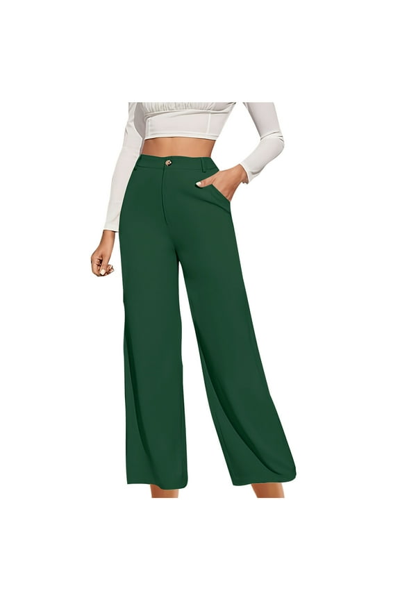 Women's Wide Leg Pants Fashion High Waisted Business Casual Work Office Trousers Solid Color Dress Pants