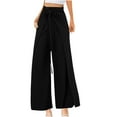 thumbnail image 1 of Lenpel Women's Wide Leg Pants Trendy High Waisted Tie Front Wrap Palazzo Beach Pants Casual Loose Trousers, 1 of 6