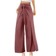 thumbnail image 1 of Lenpel Women's Wide Leg Pants Trendy High Waisted Tie Front Wrap Palazzo Beach Pants Casual Loose Trousers, 1 of 6