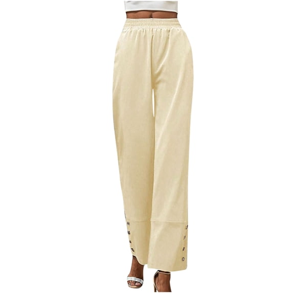 Lenpel Women's Wide Leg Pants Baggy Elastic High Waisted Business Casual Work Pants Loose Lounge Trousers with Pockets