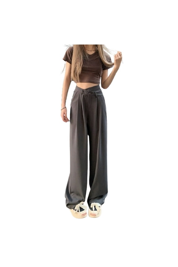 Women's Wide Leg Pants Crossover High Waisted Business Casual Office Trousers Palazzo Lounge Pants