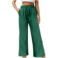 thumbnail image 1 of Lenpel Women's Wide Leg Pants Lightweight Elastic High Waisted Drawstring Casual Palazzo Pants Loose Beach Trousers, 1 of 5