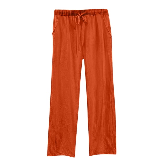 Lenpel Women's Wide Leg Pants Plus Size Elastic Waist Drawstring Palazzo Pants Loose Casual Trousers with Pockets