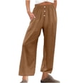 thumbnail image 1 of Lenpel Women's Wide Leg Pants Plus Size Lightweight High Waisted Casual Palazzo Pants Loose Beach Trousers with Pockets, 1 of 6