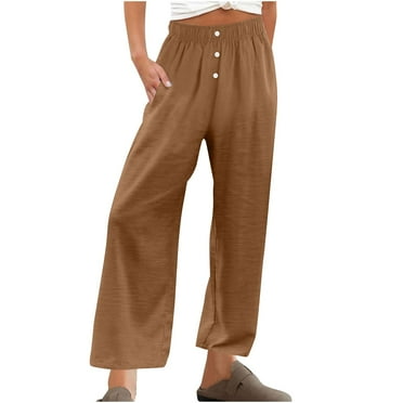 Lenpel Women's Wide Leg Pants Plus Size Lightweight High Waisted Casual Palazzo Pants Loose Beach Trousers with Pockets