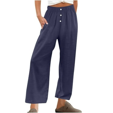 Lenpel Women's Wide Leg Pants Plus Size Lightweight High Waisted Casual Palazzo Pants Loose Beach Trousers with Pockets