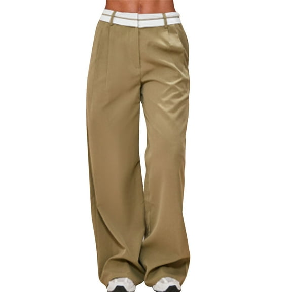 Lenpel Women's Wide Leg Suit Pants High Waisted Zipper up Dressy Palazzo Trousers Loose Business Casual Office Pants