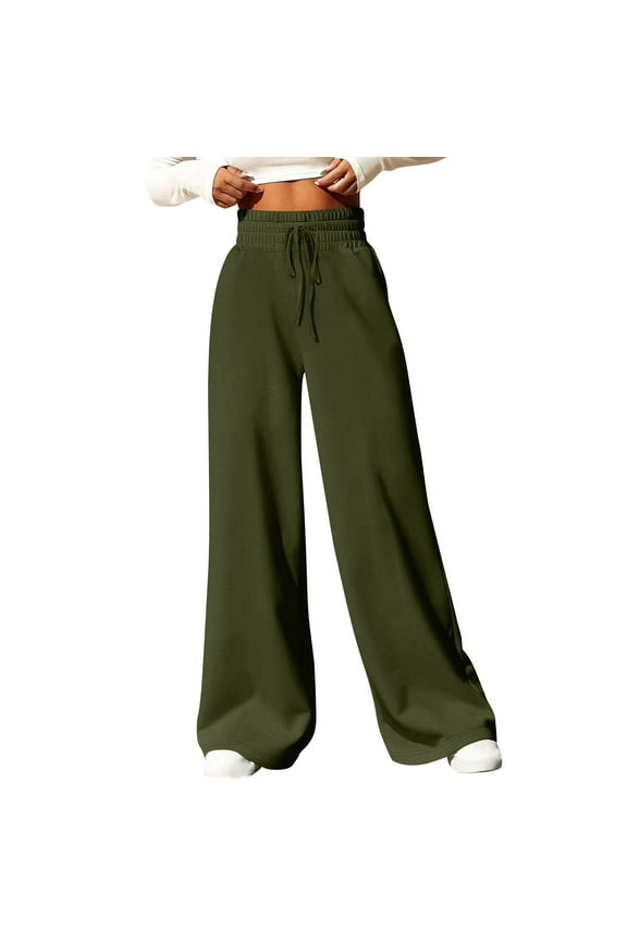 Women's Wide Leg Sweatpants Trendy High Waisted Drawstring Lounge Pants Comfy Casual Active Trousers