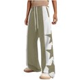 thumbnail image 1 of Lenpel Women's Wide Leg Sweatpants Baggy High Waisted Drawstring Color Block Athletic Joggers Streetwear Lounge Pants, 1 of 6