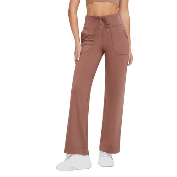 Lenpel Women's Wide Leg Sweatpants High Waisted Drawstring Workout Yoga Pants with Pockets Loose Lounge Trousers