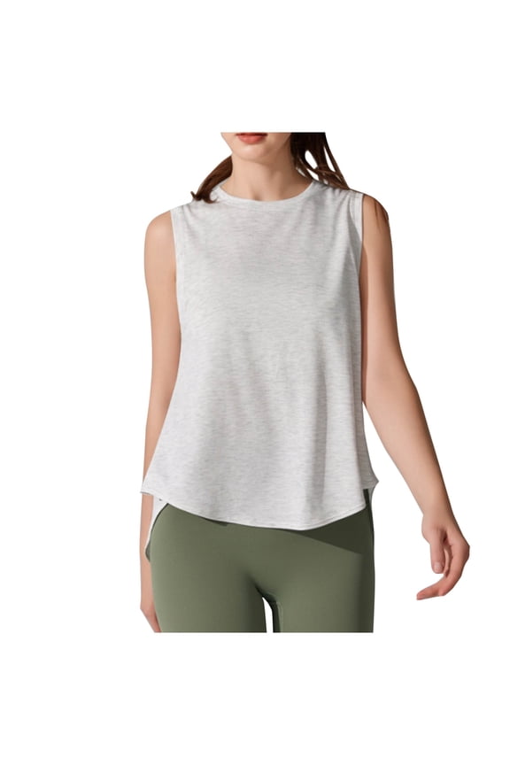 Women's Workout Tank Tops Fashion Summer Crew Neck Open Back Sleeveless Athletic Shirts Yoga Gym Tees