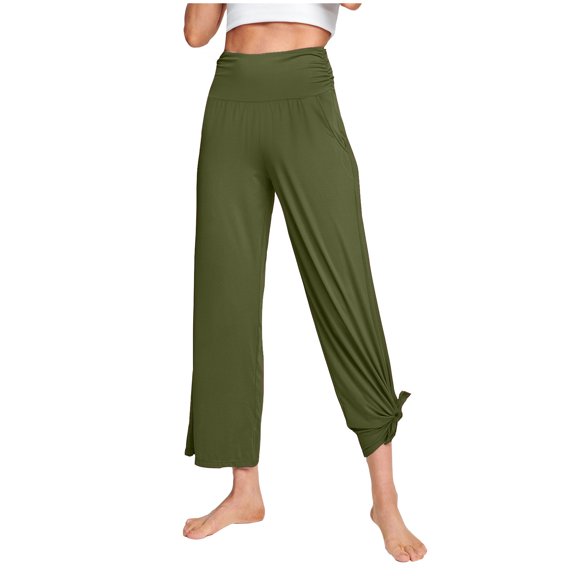 Lenpel Women's Yoga Pants Wide Leg High Waisted Side Split Workout Sweatpants Comfy Lounge Trousers with Pockets