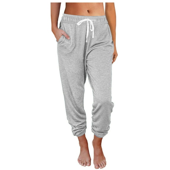 Lenpel Women's Yoga Sweatpants with Pockets Soft Loose Drawstring Pajamas Pants Active Running Workout Joggers