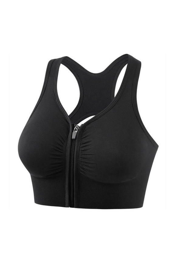 Women's Zip Front Sports Bras Wireless High Impact Support Racerback Workout Bralettes Gym Yoga Bras