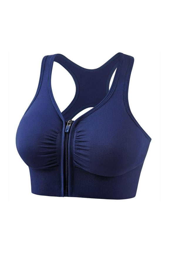 Women's Zip Front Sports Bras Wireless High Impact Support Racerback Workout Bralettes Gym Yoga Bras