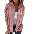thumbnail image 1 of Lenpel Women's Zip up Hoodies Fall Fashion Long Sleeve Drawstring Jacket Casual Knit Shacket with Pocket, 1 of 1