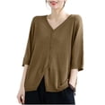 thumbnail image 1 of Lenpel Womens 3/4 Sleeve Cardigans Lightweight V Neck Button down Shirts Casual Loose Fit Cover up Tops Fall Clothes, 1 of 5