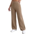 thumbnail image 1 of Lenpel Womens Casual Sweater Pants Fall Elastic High Waisted Knitted Trousers Plain Straight Leg Warm Pants with Pockets(Brown,Small), 1 of 7