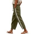 thumbnail image 1 of Lenpel Womens Cotton Linen Pants Lounge Drawstring Elastic Waist Tapered Trousers with Pockets Lightweight Block Color Clothes, 1 of 6