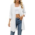 thumbnail image 1 of Lenpel Womens Fall Cardigans Ribbed Knit 3/4 Sleeve Open Front Casual Lightweight Outerwear Flowy Comfy Soft Solid Color Coats(White,X-Large), 1 of 6