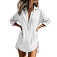 thumbnail image 1 of Lenpel Womens Fall Tops Lightweight Fashion Button Collared Long Sleeve Blouses Oversized Casual Loose Side Split Shirts with Pocket, 1 of 5