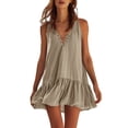 thumbnail image 1 of Lenpel Womens Mini Tank Dresses V Neck Sleeveless Ruffle Hem Boho Summer Dresses Flowy Casual Beach Vacation Clothes, 1 of 6