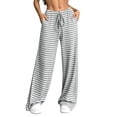 thumbnail image 1 of Lenpel Womens Plaid Pants Casual Loose Lightweight Drawstring Elastic Waist Trousers Comfy Wide Leg Lounge Pants, 1 of 7