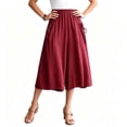thumbnail image 1 of Lenpel Womens Wide Leg Capri Culottes Fashion Pleated Baggy Elastic Waist Cropped Pants with Pockets Flowy Summer Beach Capris, 1 of 4