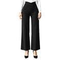 thumbnail image 1 of Lenpel Womens Work Pants Fashion Lounge Button High Waist Crossover Trousers Stretch Straight Leg Business Dress Slacks, 1 of 5