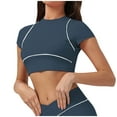thumbnail image 1 of Lenpel Workout Crop Tops for Women Summer Short Sleeve Mock Neck Slim Cropped Gym Yoga Shirts Tight Athletic Tees, 1 of 4